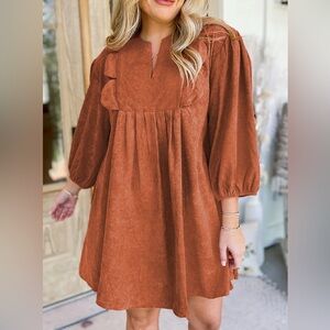 Elegant Rust Brown Women's Dress
